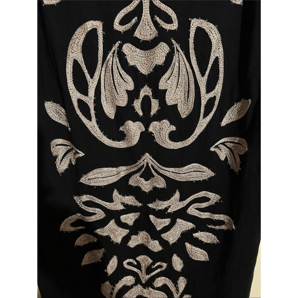 INC International Concepts Black Mini Dress with Silver Embroidered Pattern - Picture 4 of 8